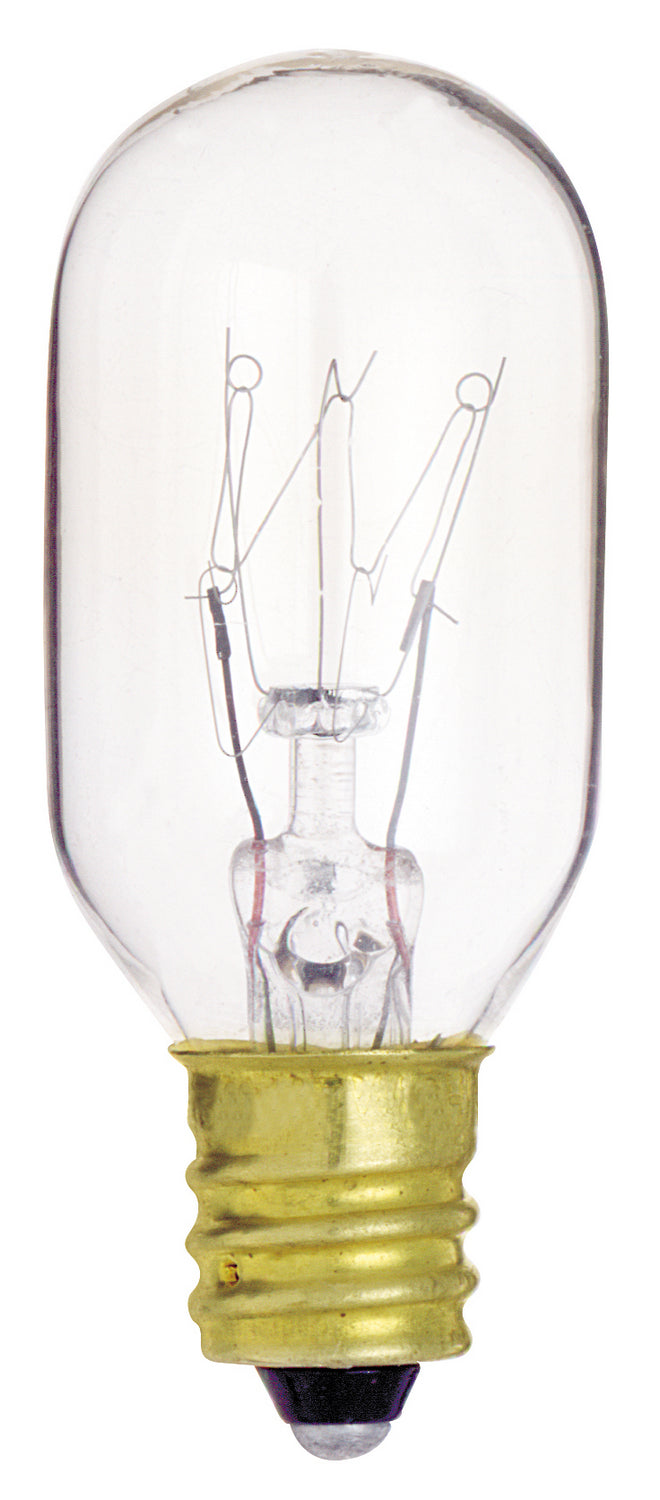 15 Watt T7 Incandescent, Clear, 2500 Average rated hours, 95 Lumens, Candelabra base, 130 Volt Light Bulb by Satco