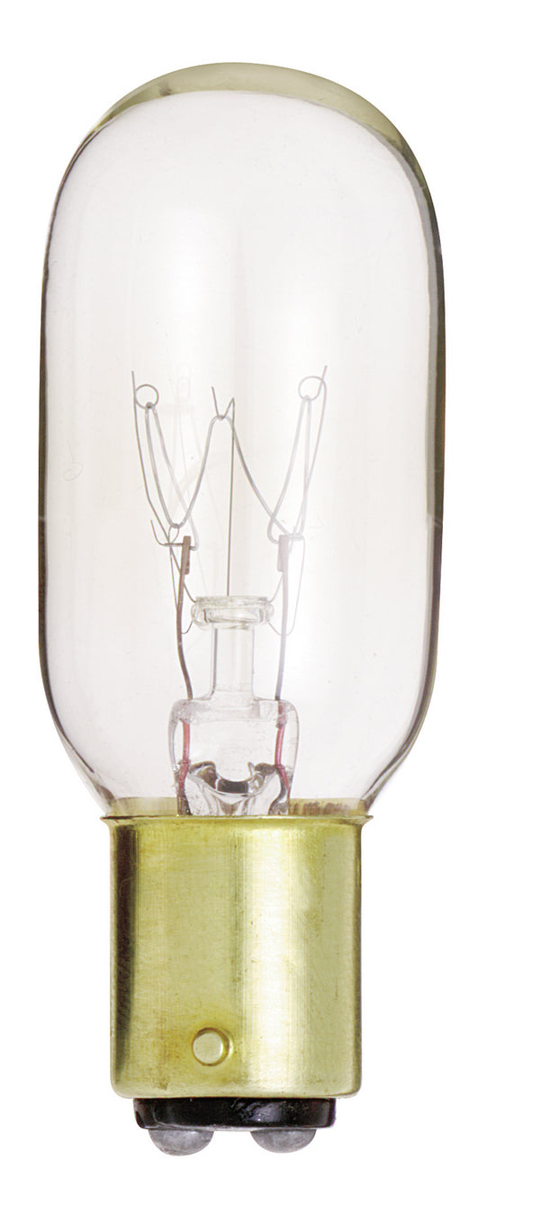 15 Watt T7 Incandescent, Clear, 2500 Average rated hours, 95 Lumens, DC Bay base, 130 Volt Light Bulb by Satco