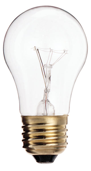 15 Watt A15 Incandescent, Clear, 2500 Average rated hours, 100 Lumens, Medium base, 130 Volt, 2/Pack Light Bulb by Satco