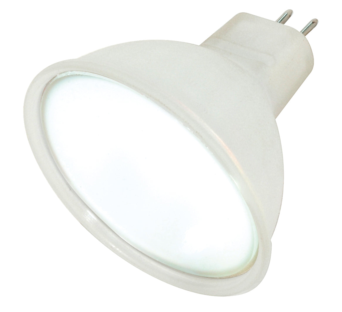 20 Watt, Halogen, MR16, Frosted, 2000 Average rated hours, 255 Lumens, Miniature 2 Pin Round base, 12 Volt Light Bulb by Satco