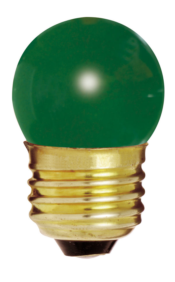 7.5 Watt S11 Incandescent, Ceramic Green, 2500 Average rated hours, Medium base, 120 Volt, Carded Light Bulb by Satco