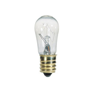 3 Watt S6 Incandescent, Clear, 1500 Average rated hours, 10 Lumens, Candelabra base, 130 Volt Light Bulb by Satco