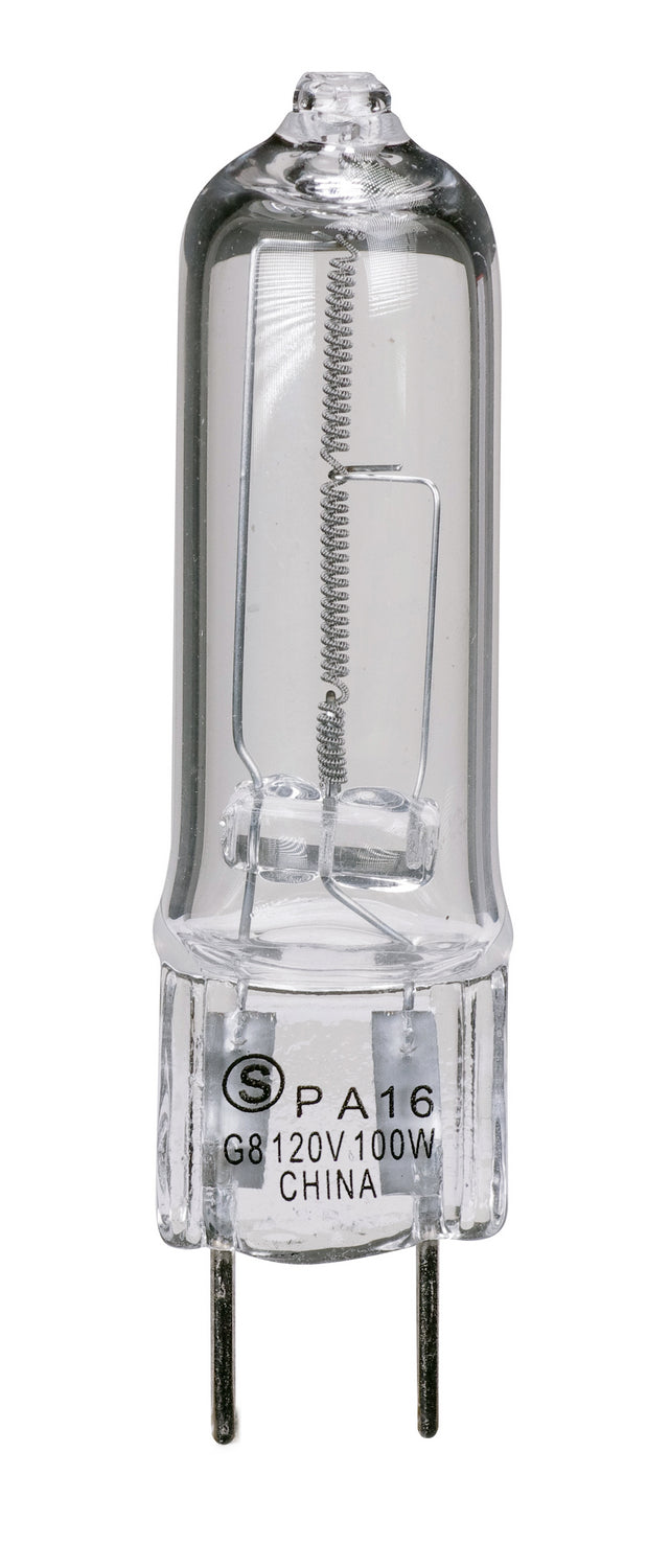 100 Watt, Halogen, T4, Clear, 2000 Average rated hours, 1700 Lumens, Bi Pin G8 base, 120 Volt Light Bulb by Satco