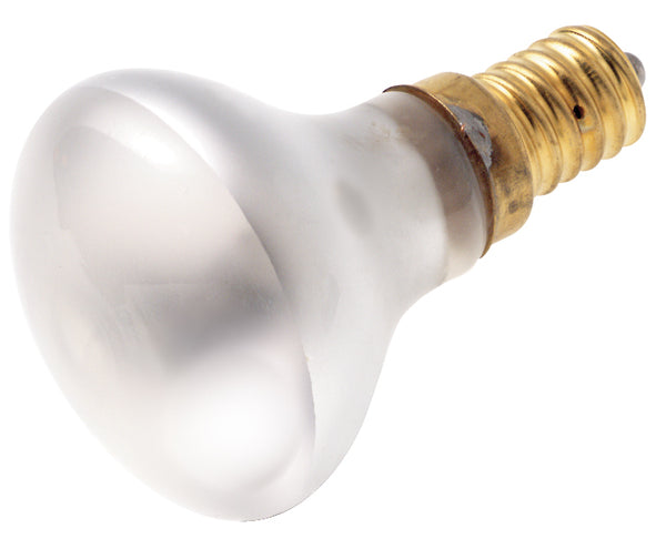 40 Watt R14 Incandescent, Frost, 1500 Average rated hours, 280 Lumens, European base, 130 Volt, Carded Light Bulb by Satco