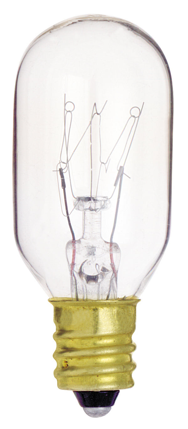 15 Watt T7 Incandescent, Clear, 2500 Average rated hours, 95 Lumens, Candelabra base, 130 Volt, Carded Light Bulb by Satco