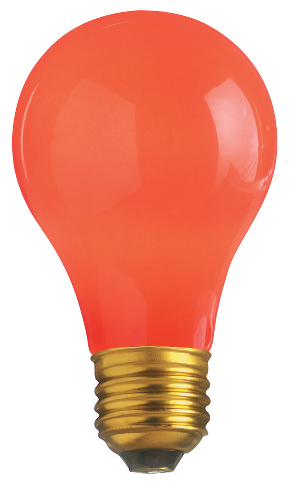 40 Watt A19 Incandescent, Ceramic Red, 2000 Average rated hours, Medium base, 130 Volt Light Bulb by Satco