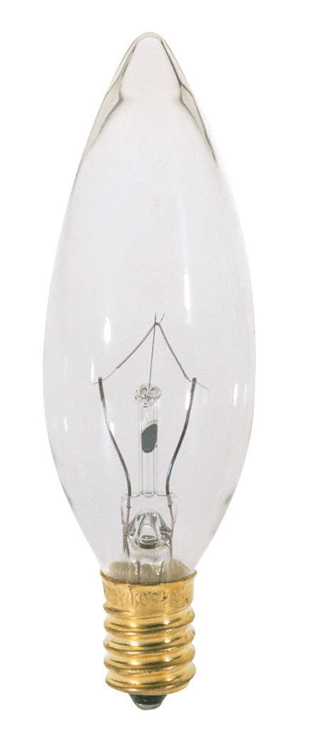 7.5 Watt BA9 1/2 Incandescent, Clear, 3000 Average rated hours, 37 Lumens, Candelabra base, 120 Volt Light Bulb by Satco