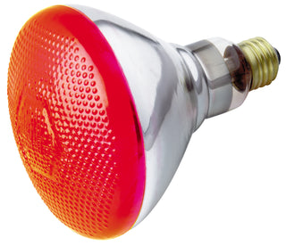 100 Watt BR38 Incandescent, Red, 2000 Average rated hours, Medium base, 230 Volt Light Bulb by Satco