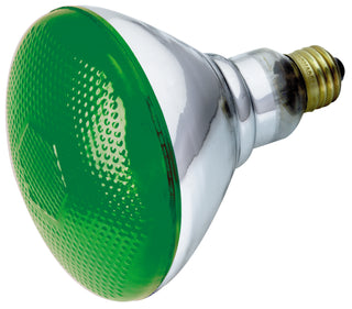 100 Watt BR38 Incandescent, Green, 2000 Average rated hours, Medium base, 230 Volt Light Bulb by Satco