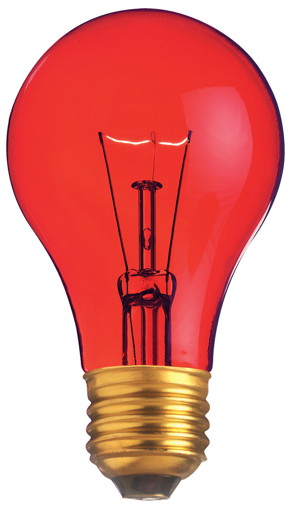 25 Watt A19 Incandescent, Transparent Red, 2000 Average rated hours, Medium base, 130 Volt Light Bulb by Satco