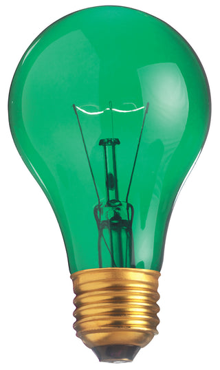 25 Watt A19 Incandescent, Transparent Green, 2000 Average rated hours, Medium base, 130 Volt Light Bulb by Satco