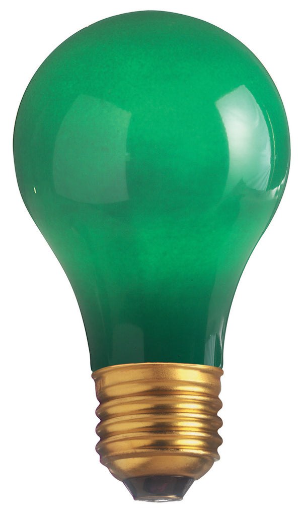25 Watt A19 Incandescent, Ceramic Green, 1000 Average rated hours, 10 Lumens, Medium base, 130 Volt Light Bulb by Satco