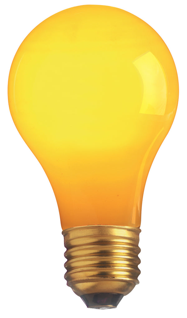 25 Watt A19 Incandescent, Ceramic Yellow, 1000 Average rated hours, 30 Lumens, Medium base, 130 Volt Light Bulb by Satco