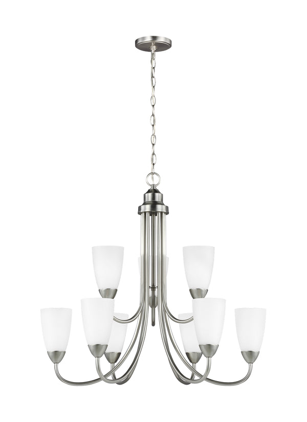 Generation Lighting - 3120209EN3-962 - Nine Light Chandelier - Seville - Brushed Nickel from Lighting & Bulbs Unlimited in Charlotte, NC