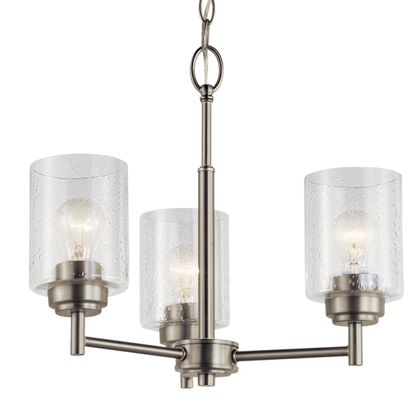 Three Light Mini Chandelier from the Winslow Collection in Brushed Nickel Finish by Kichler