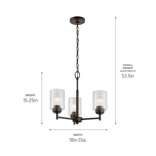 Three Light Mini Chandelier from the Winslow Collection in Olde Bronze Finish by Kichler