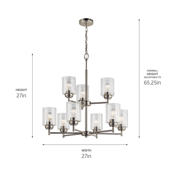 Nine Light Chandelier from the Winslow Collection in Brushed Nickel Finish by Kichler