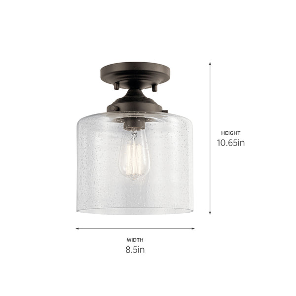 One Light Semi Flush Mount from the Winslow Collection in Olde Bronze Finish by Kichler