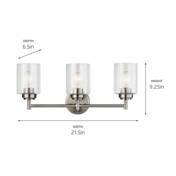 Three Light Bath from the Winslow Collection in Brushed Nickel Finish by Kichler