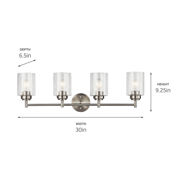 Four Light Bath from the Winslow Collection in Brushed Nickel Finish by Kichler