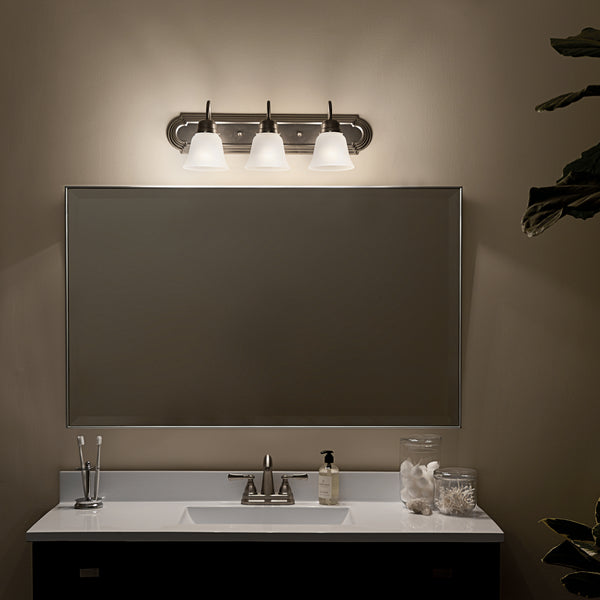 Three Light Bath from the No Family Collection in Brushed Nickel Finish by Kichler