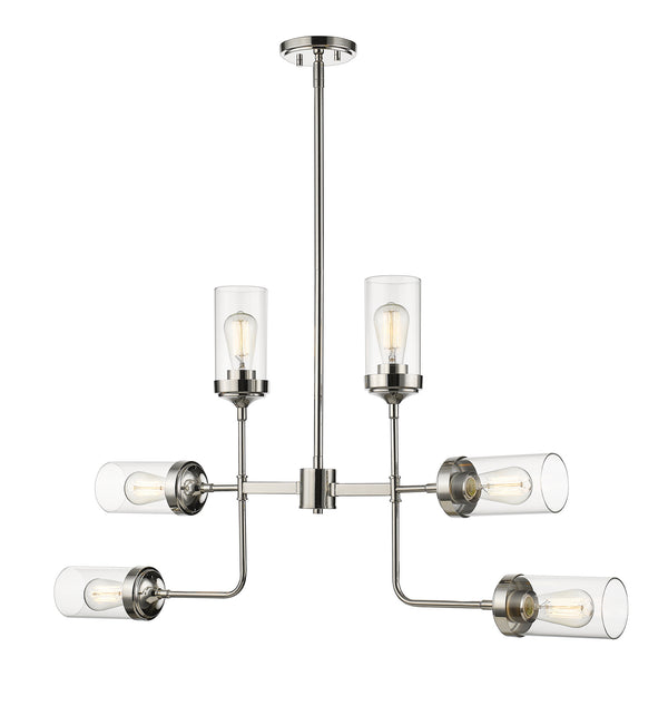 Z-Lite - 617-6PN - Six Light Pendant - Calliope - Polished Nickel from Lighting & Bulbs Unlimited in Charlotte, NC
