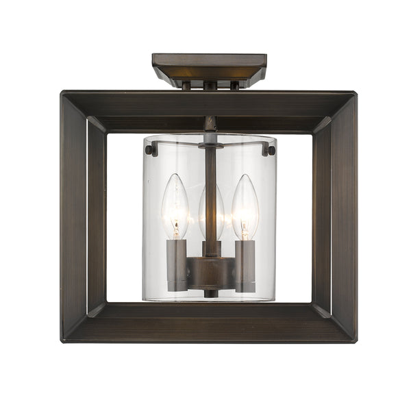 Golden - 2073-SF12 GMT-CLR - Three Light Semi-Flush Mount - Smyth - Gunmetal Bronze from Lighting & Bulbs Unlimited in Charlotte, NC