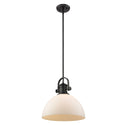 One Light Pendant from the Hines BLK Collection in Matte Black Finish by Golden