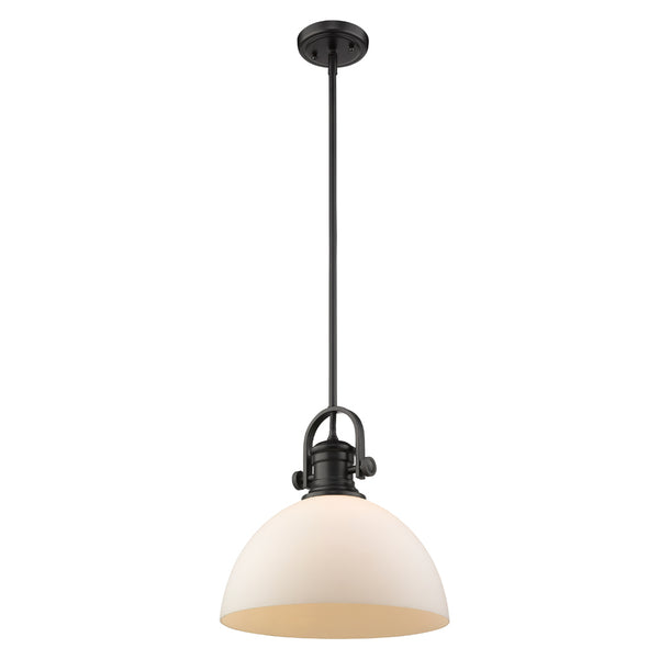 One Light Pendant from the Hines BLK Collection in Matte Black Finish by Golden
