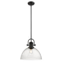 One Light Pendant from the Hines BLK Collection in Matte Black Finish by Golden
