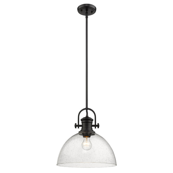 One Light Pendant from the Hines BLK Collection in Matte Black Finish by Golden