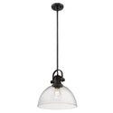 One Light Pendant from the Hines BLK Collection in Matte Black Finish by Golden