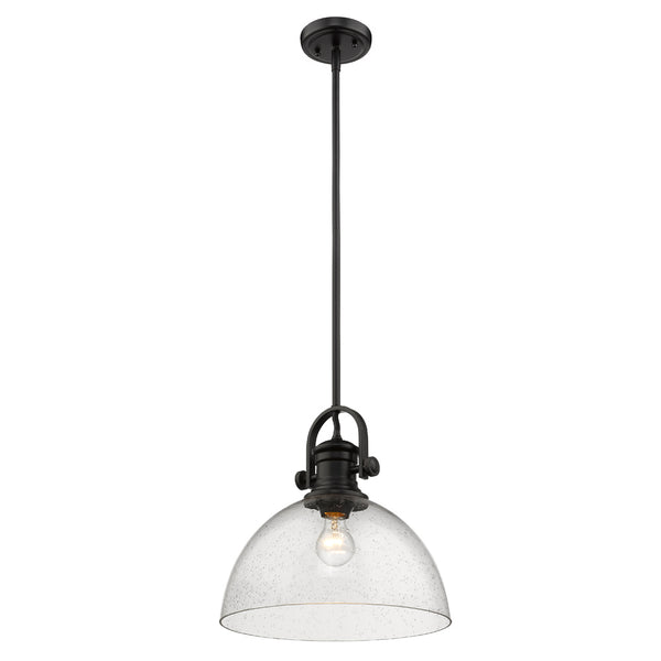 One Light Pendant from the Hines BLK Collection in Matte Black Finish by Golden