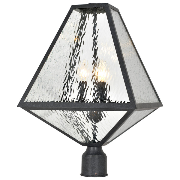 Crystorama - GLA-9709-WT-BC - Three Light Outdoor Lantern Post - Glacier - Black Charcoal from Lighting & Bulbs Unlimited in Charlotte, NC