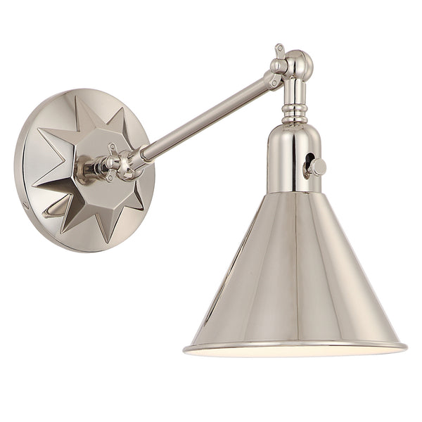 Crystorama - MOR-8800-PN - One Light Wall Mount - Morgan - Polished Nickel from Lighting & Bulbs Unlimited in Charlotte, NC