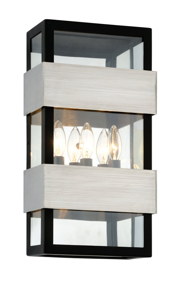 Troy Lighting - B6523 - Three Light Wall Sconce - Dana Point - Black With Brushed Stainless from Lighting & Bulbs Unlimited in Charlotte, NC