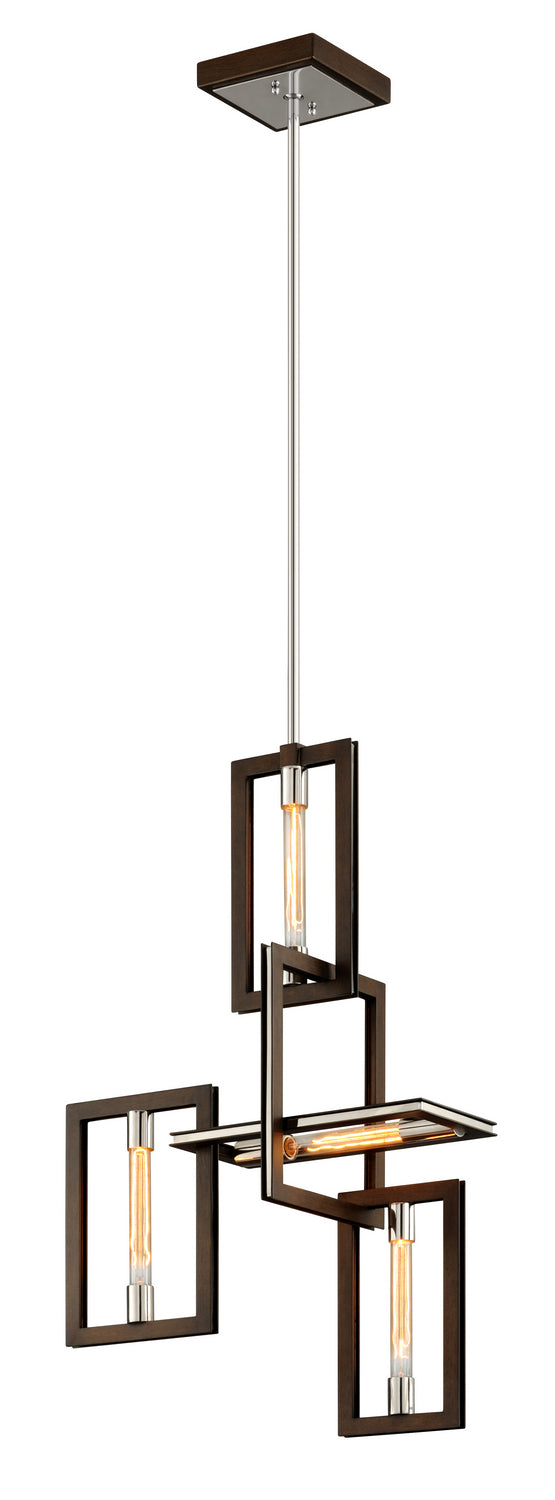 Troy Lighting - F6184-TBZ/SS - Four Light Pendant - Enigma - Bronze With Polished Stainless from Lighting & Bulbs Unlimited in Charlotte, NC