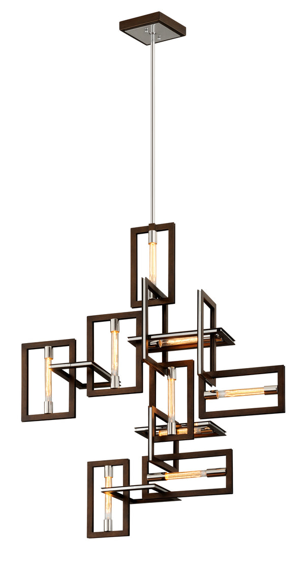 Troy Lighting - F6189 - Nine Light Pendant - Enigma - Bronze With Polished Stainless from Lighting & Bulbs Unlimited in Charlotte, NC