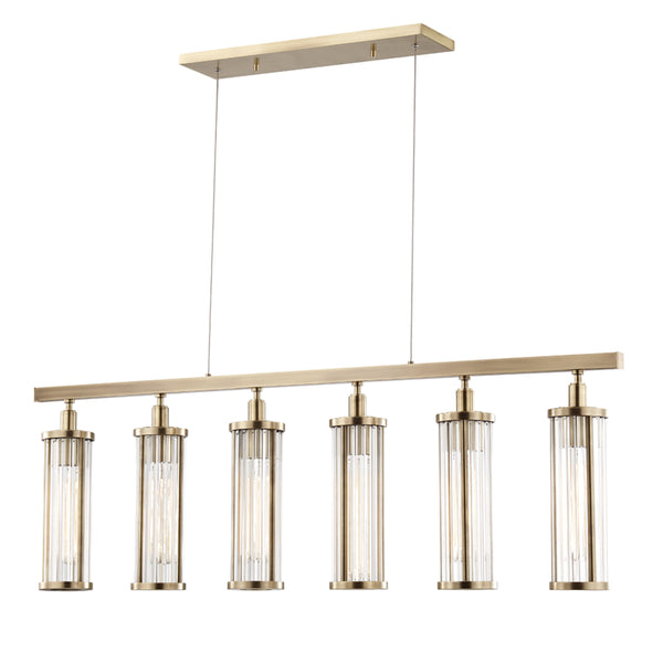 Hudson Valley - 9146-AGB - Six Light Island Pendant - Marley - Aged Brass from Lighting & Bulbs Unlimited in Charlotte, NC