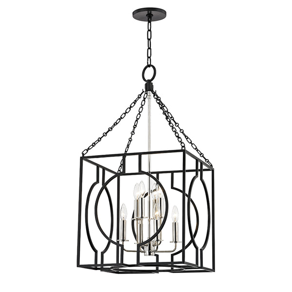 Hudson Valley - 9218-AIPN - Eight Light Pendant - Octavio - Aged Iron/Polished Nickel Combo from Lighting & Bulbs Unlimited in Charlotte, NC