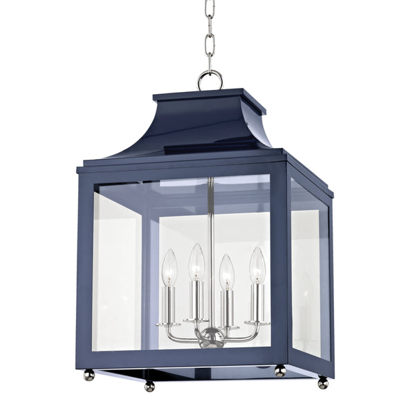 Mitzi - H259704L-PN/NVY - Four Light Pendant - Leigh - Polished Nickel/Navy from Lighting & Bulbs Unlimited in Charlotte, NC