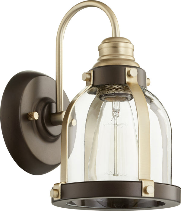 Quorum - 586-1-8086 - One Light Wall Mount - Banded Lighting Series - Aged Brass w/ Oiled Bronze from Lighting & Bulbs Unlimited in Charlotte, NC