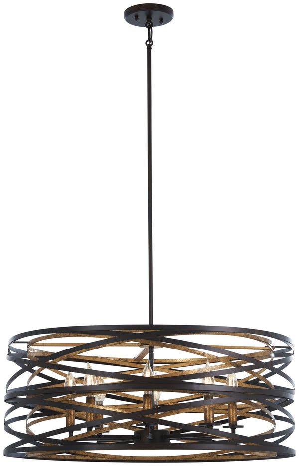 Minka-Lavery - 4678-111 - Eight Light Pendant - Vortic Flow - Dark Bronze W/Mosaic Gold Inte from Lighting & Bulbs Unlimited in Charlotte, NC