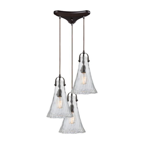 ELK Home - 10555/3 - Three Light Pendant - Hand Formed Glass - Oil Rubbed Bronze from Lighting & Bulbs Unlimited in Charlotte, NC