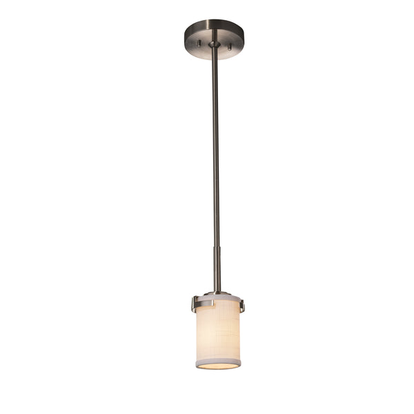 Justice Designs - FAB-8455-10-WHTE-NCKL - One Light Pendant - Textile - Brushed Nickel from Lighting & Bulbs Unlimited in Charlotte, NC
