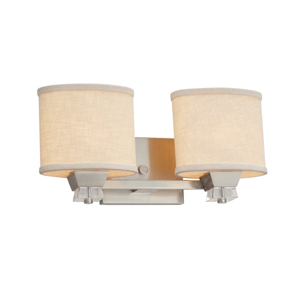 Justice Designs - FAB-8472-30-WHTE-NCKL - Two Light Bath Bar - Textile - Brushed Nickel from Lighting & Bulbs Unlimited in Charlotte, NC