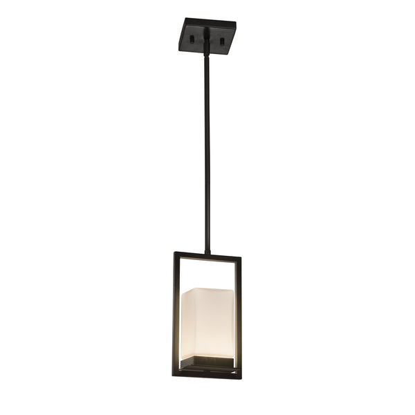 Justice Designs - FSN-7515W-OPAL-MBLK - One Light Pendant - Fusion - Matte Black from Lighting & Bulbs Unlimited in Charlotte, NC
