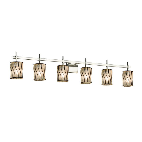 Justice Designs - WGL-8416-10-SWCB-NCKL - Six Light Bath Bar - Wire Glass - Brushed Nickel from Lighting & Bulbs Unlimited in Charlotte, NC