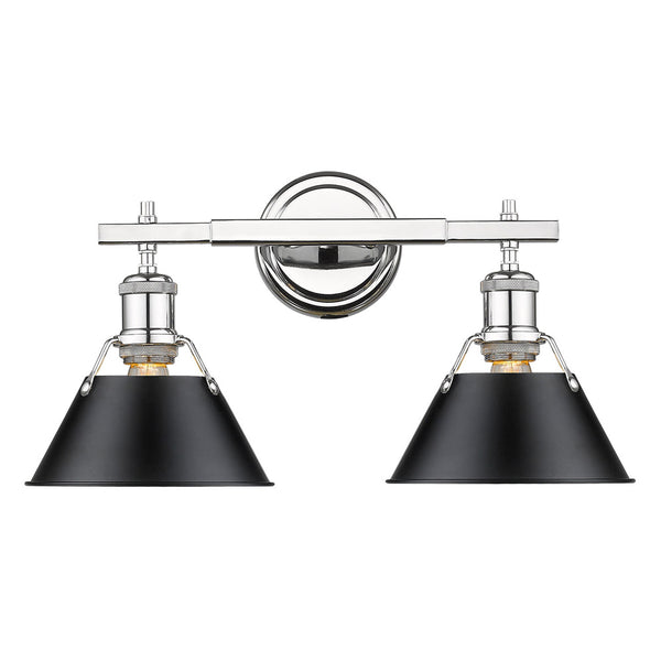 Golden - 3306-BA2 CH-BLK - Two Light Bath Vanity - Orwell CH - Chrome from Lighting & Bulbs Unlimited in Charlotte, NC