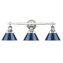 Golden - 3306-BA3 CH-NVY - Three Light Bath Vanity - Orwell CH - Chrome from Lighting & Bulbs Unlimited in Charlotte, NC